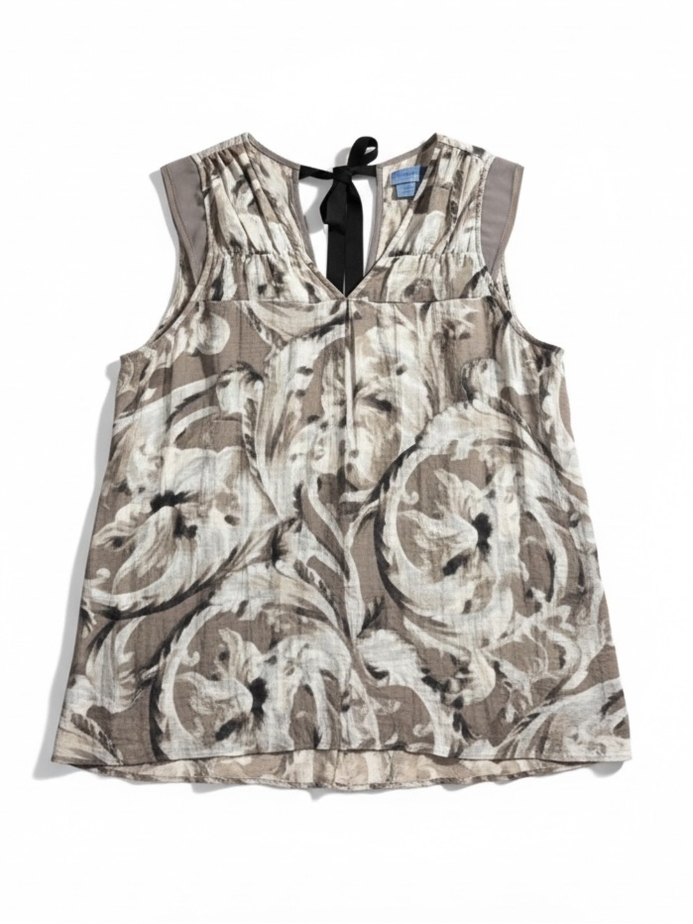 Simply Vera Vera Wang Gray Floral Sleeveless Blouse – Size L
